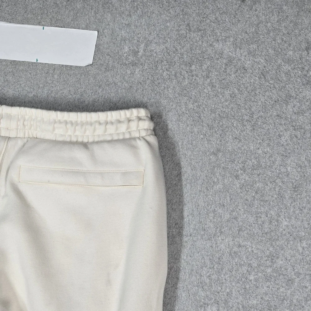 Adidas Men Activewear Pants M Cream Sweatpants Trefoil Logo Stripe READ